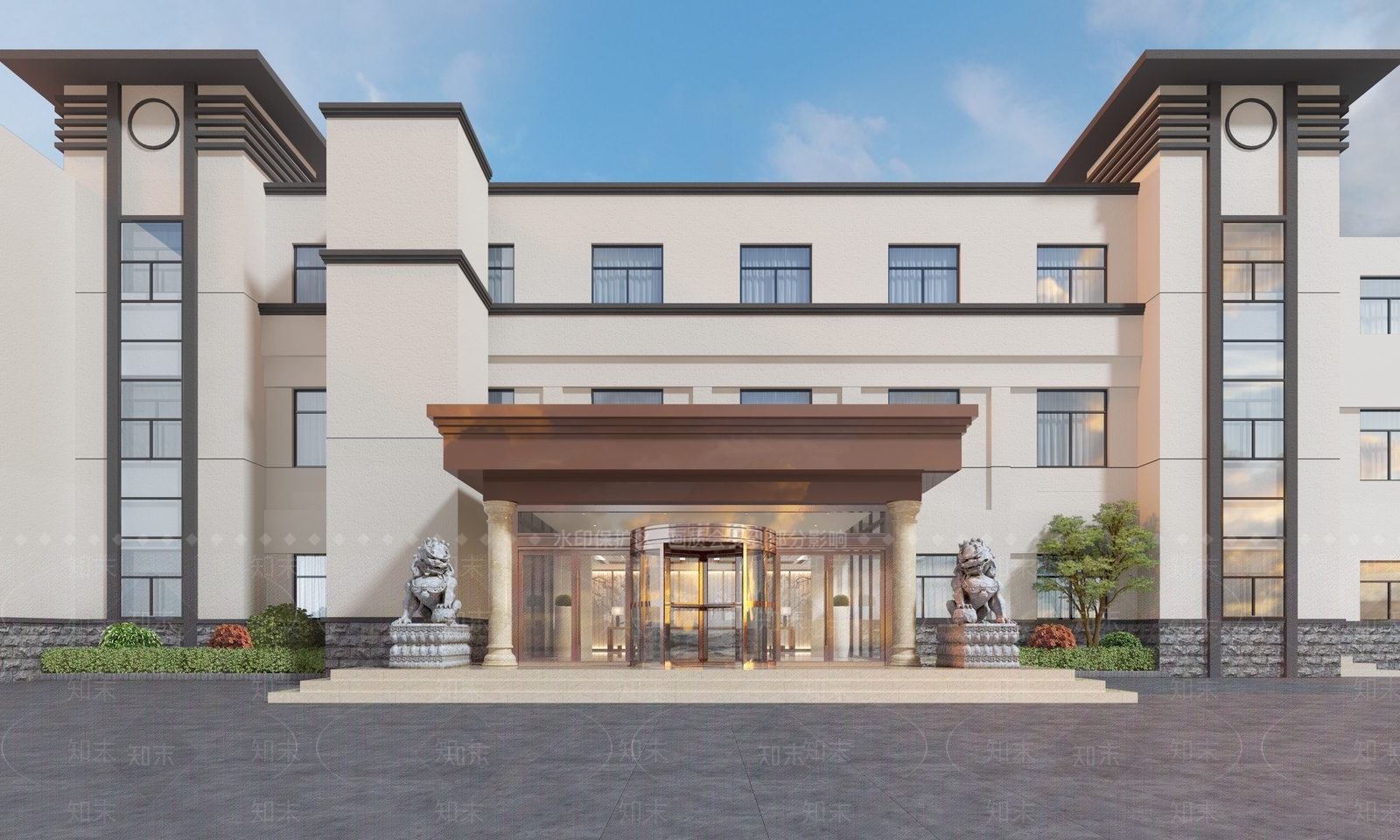 现代洗浴中心建筑外立面3D模型下载【ID:492840662】