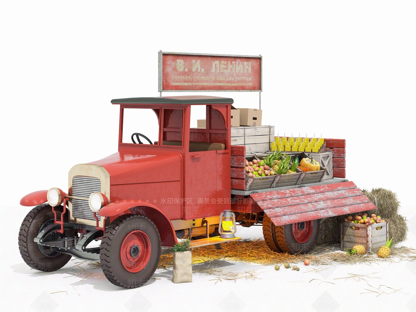 工业风拖拉机售货车3D模型下载【ID:292845294】