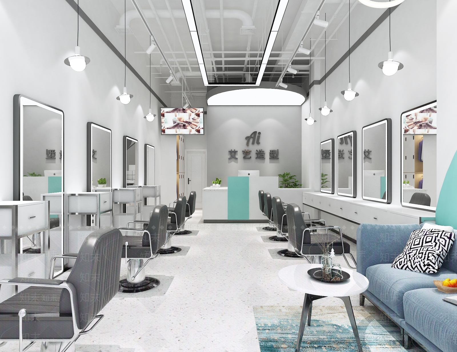 现代美发店3D模型下载【ID:992851581】