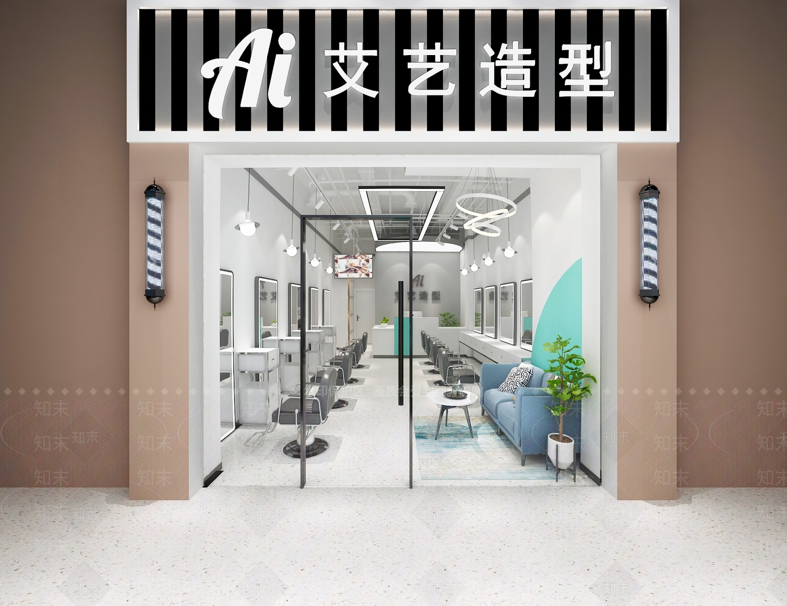 现代美发店3D模型下载【ID:992851581】