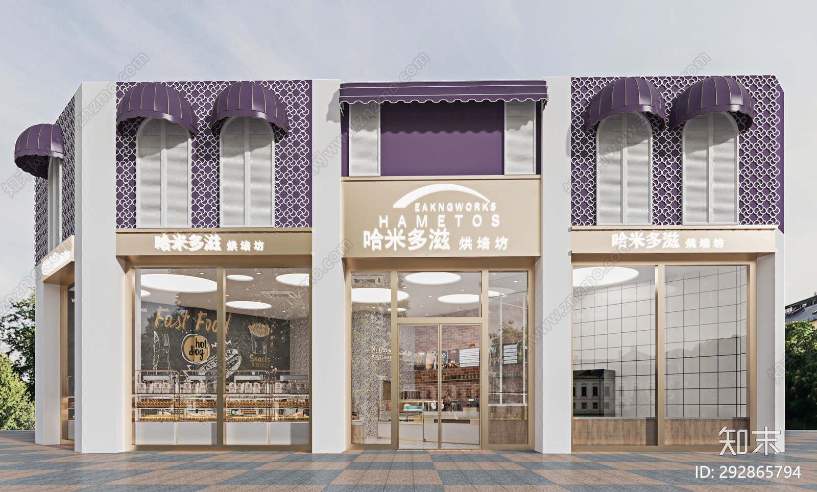 现代面包店门头3D模型下载【ID:292865794】