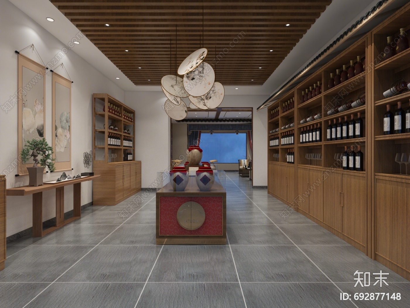 新中式烟酒店3D模型下载【ID:692877148】