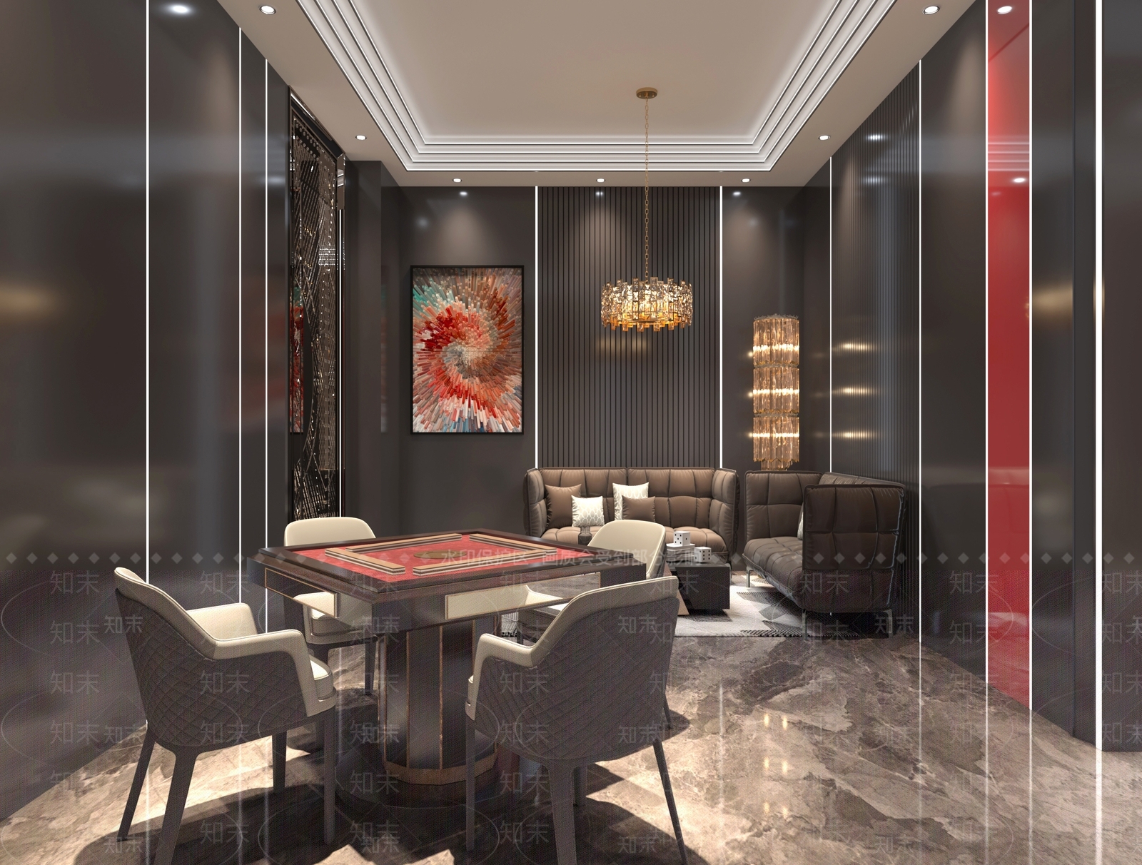 现代棋牌室3D模型下载【ID:992882947】