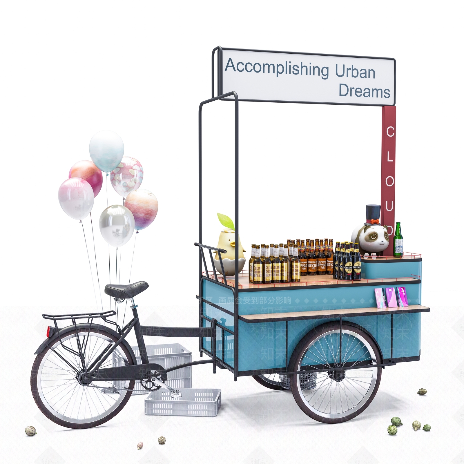 现代三轮售货车3D模型下载【ID:292883230】