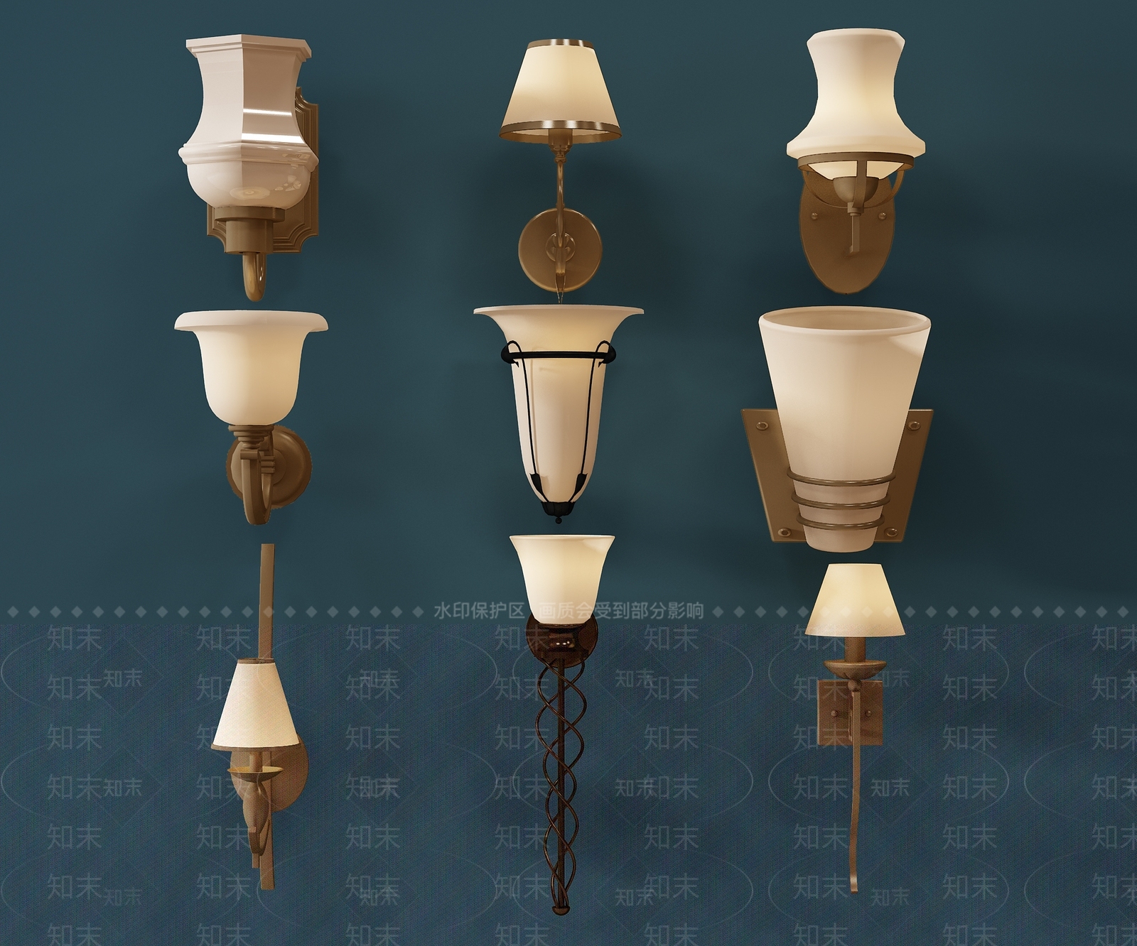 欧式铁艺壁灯SU模型下载【ID:392890962】