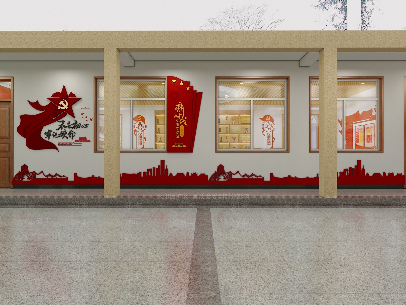 现代党建会议室3D模型下载【ID:1105702864】