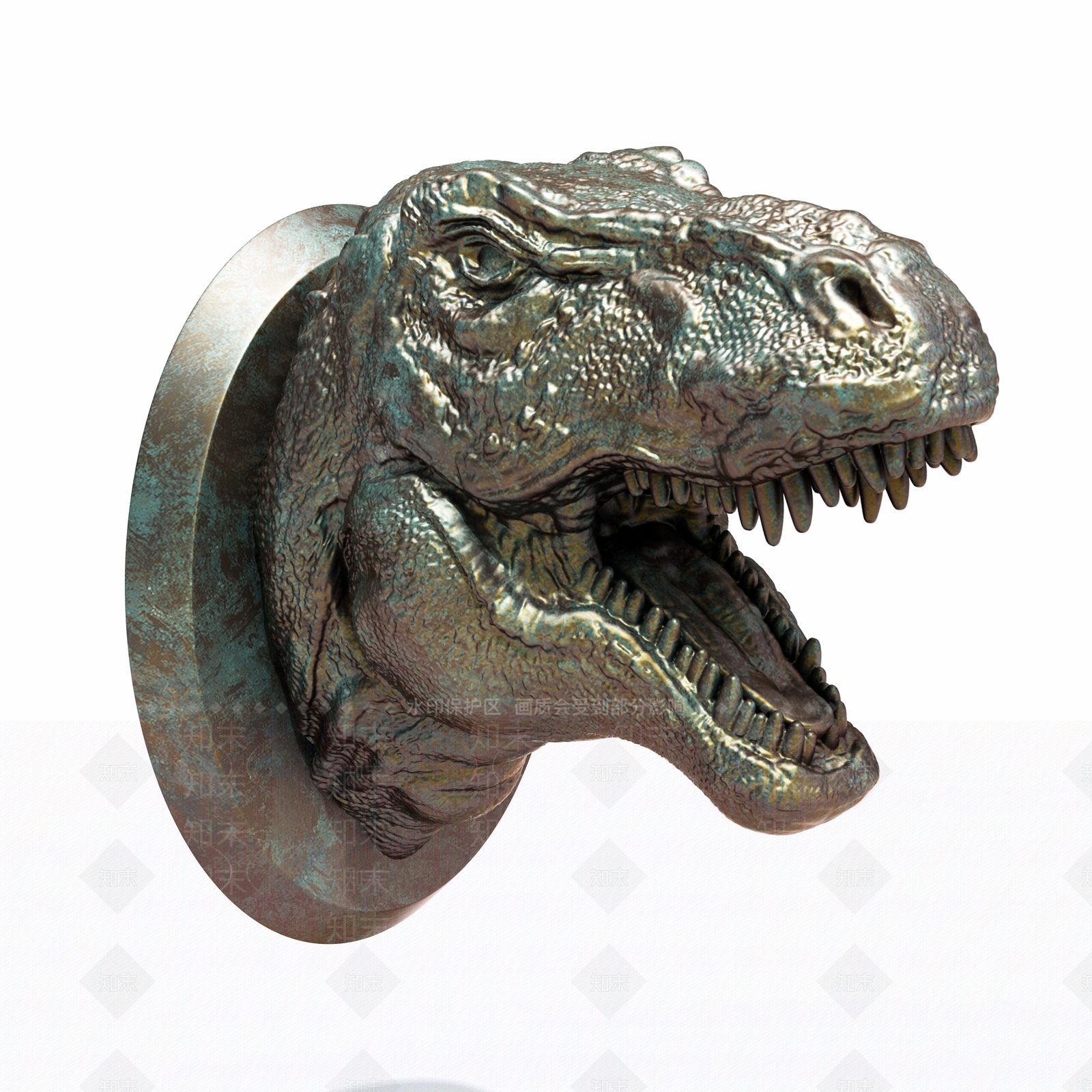 现代恐龙头雕3D模型下载【ID:392914801】