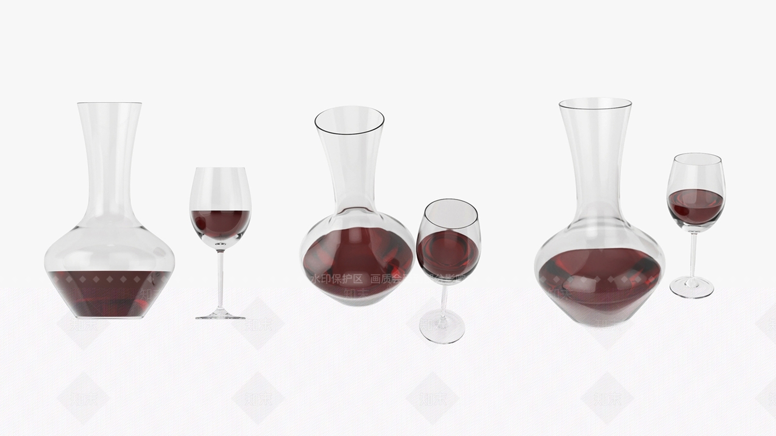 现代红酒蒸馏瓶酒瓶酒杯3D模型下载【ID:292955826】