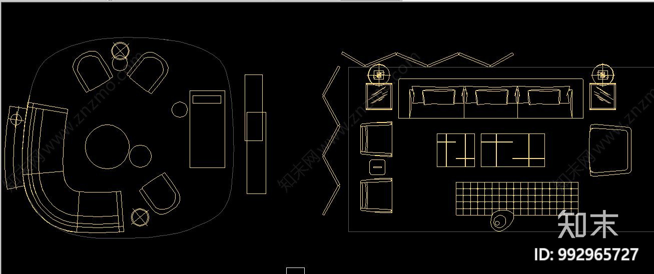 YABU雅布-现代沙发组合施工图下载【ID:992965727】