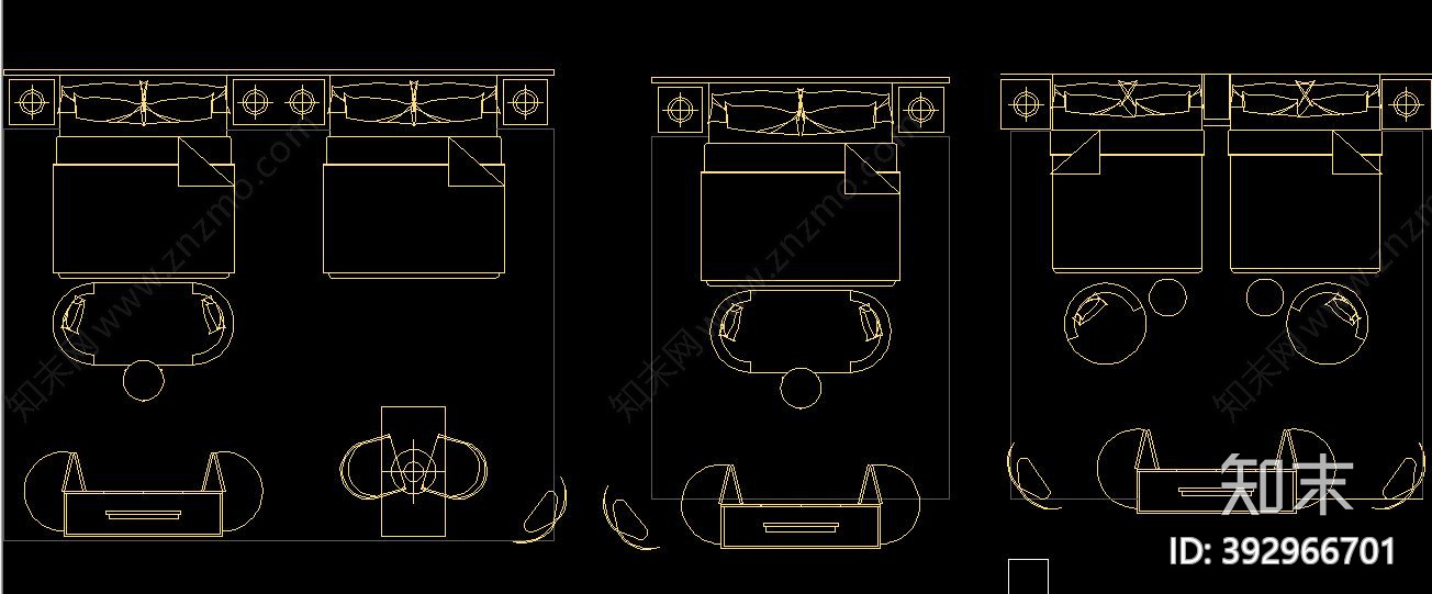 双人床施工图下载【ID:392966701】