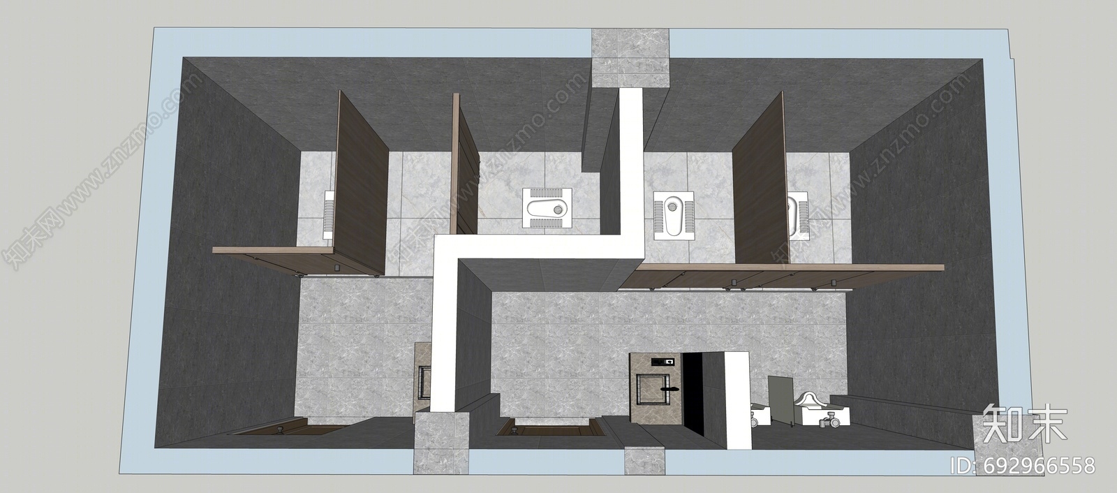 现代公共卫生间SU模型下载【ID:692966558】
