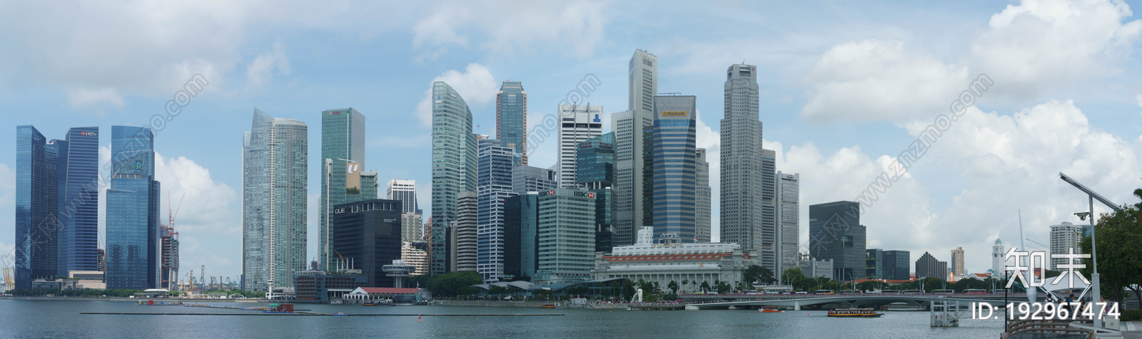 海濱城市藍天白雲外景圖貼圖下載