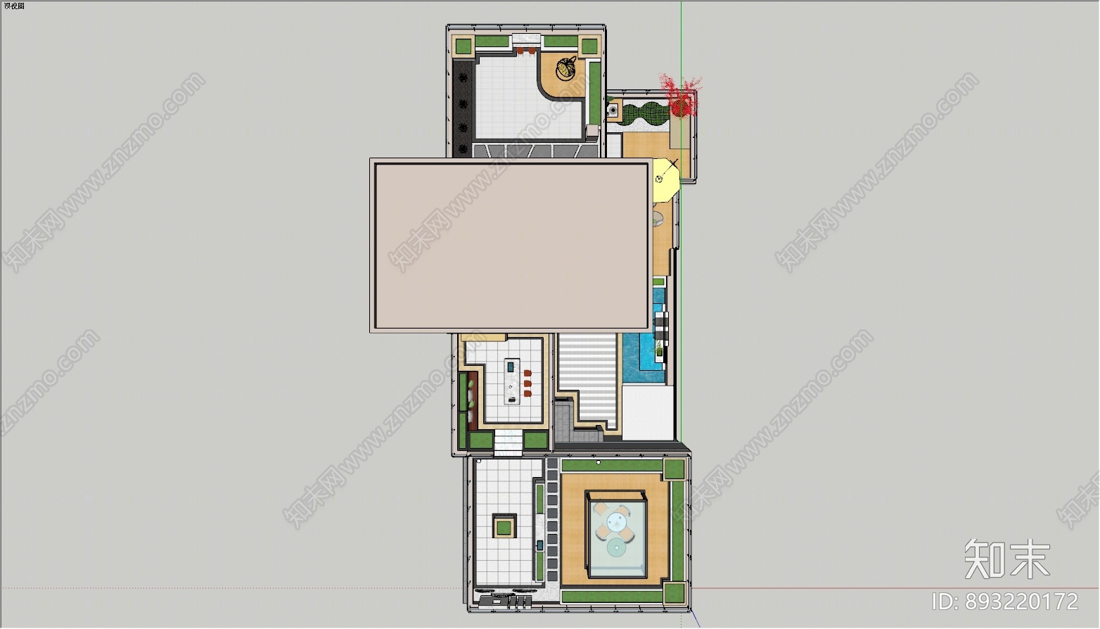 现代屋顶花园SU模型下载【ID:893220172】