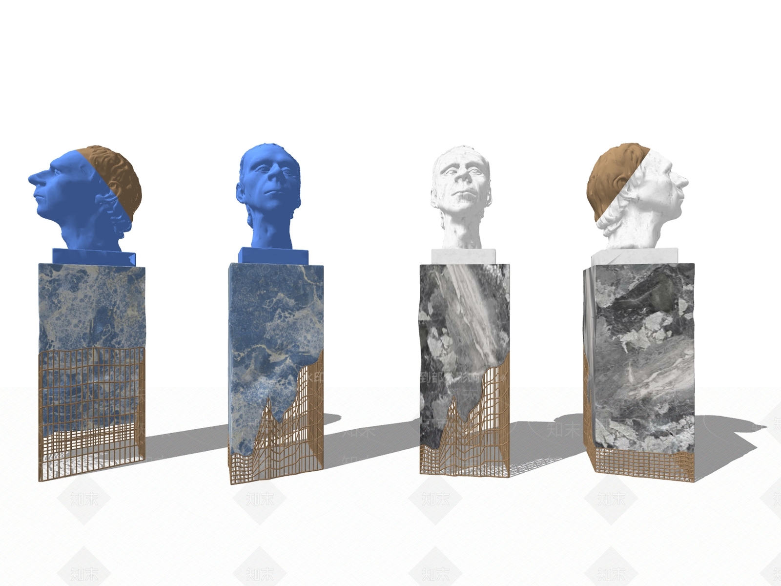 欧式人头雕塑SU模型下载【ID:692976823】
