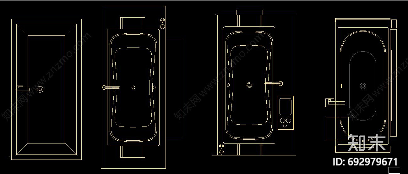 浴缸组合cad施工图下载【ID:692979671】