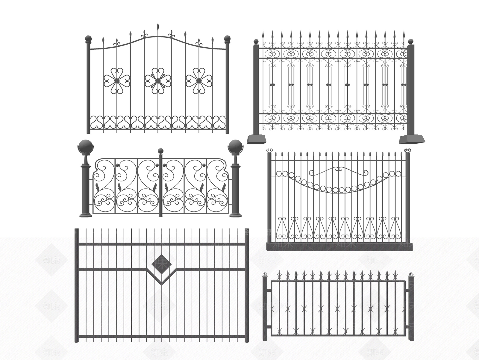 欧式铁艺栏杆SU模型下载【ID:492983136】