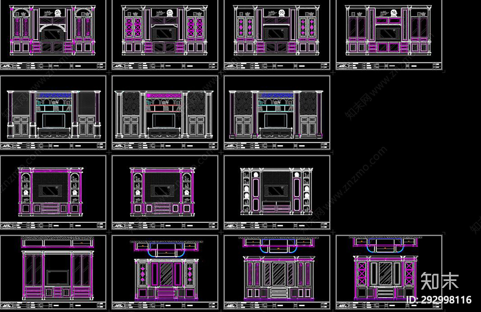 美式柜施工图下载【ID:292998116】