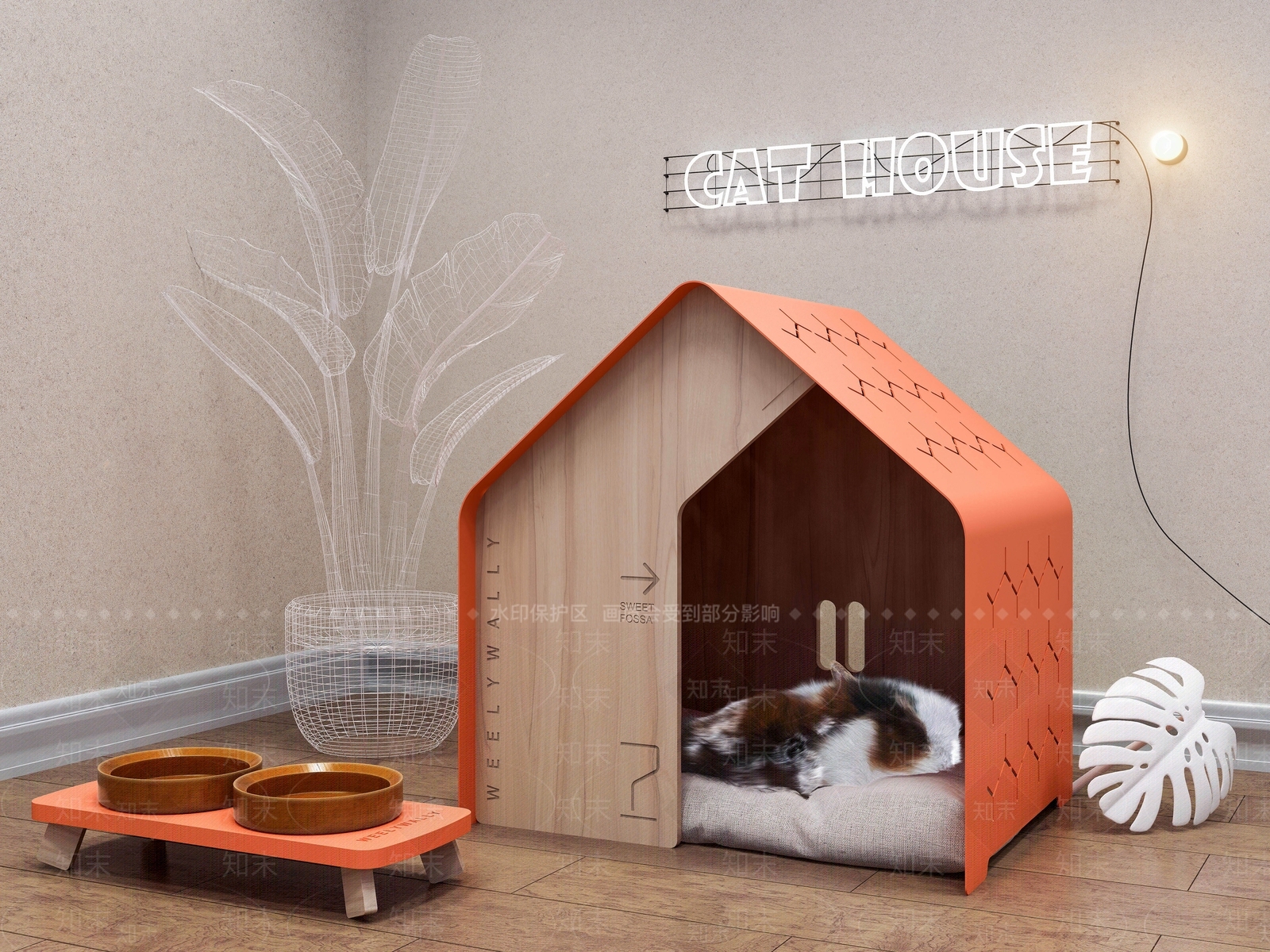 现代猫屋3D模型下载【ID:993001113】