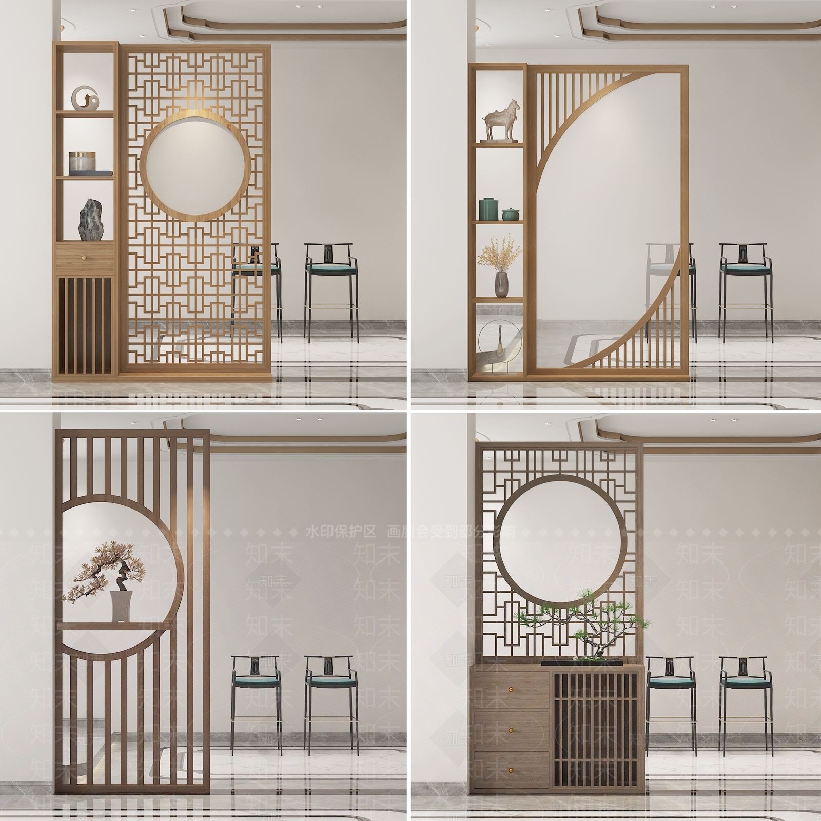 新中式隔断柜子3D模型下载【ID:793022655】