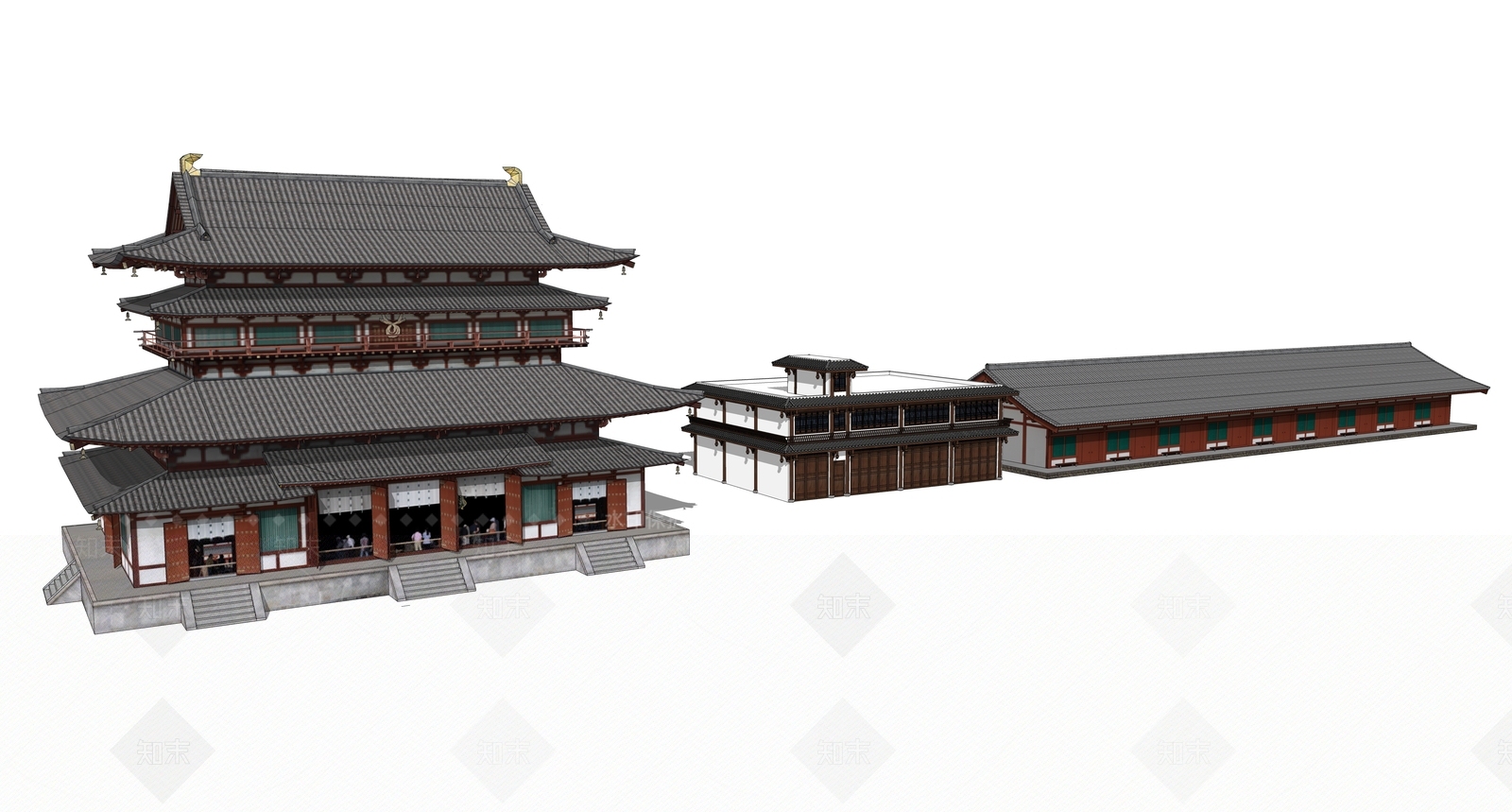 中式文化场馆SU模型下载【ID:193030069】