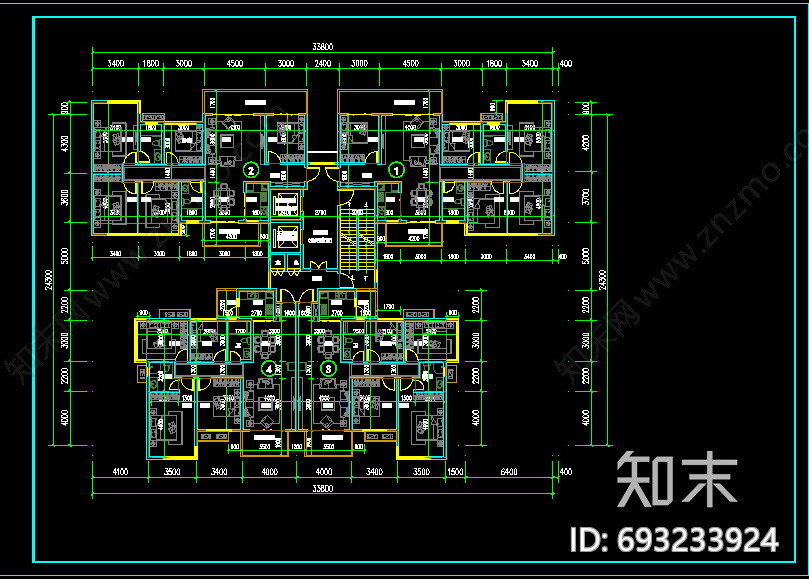 现代户型施工图下载【ID:693233924】