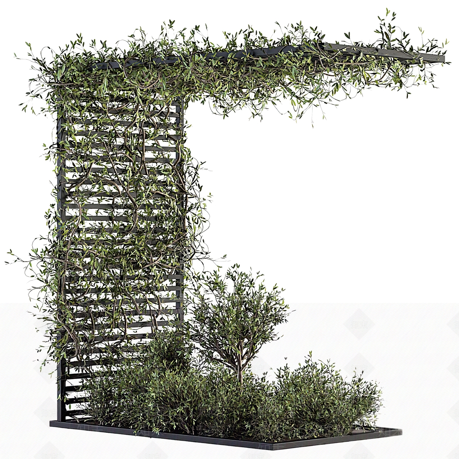 现代绿植墙3D模型下载【ID:493077221】