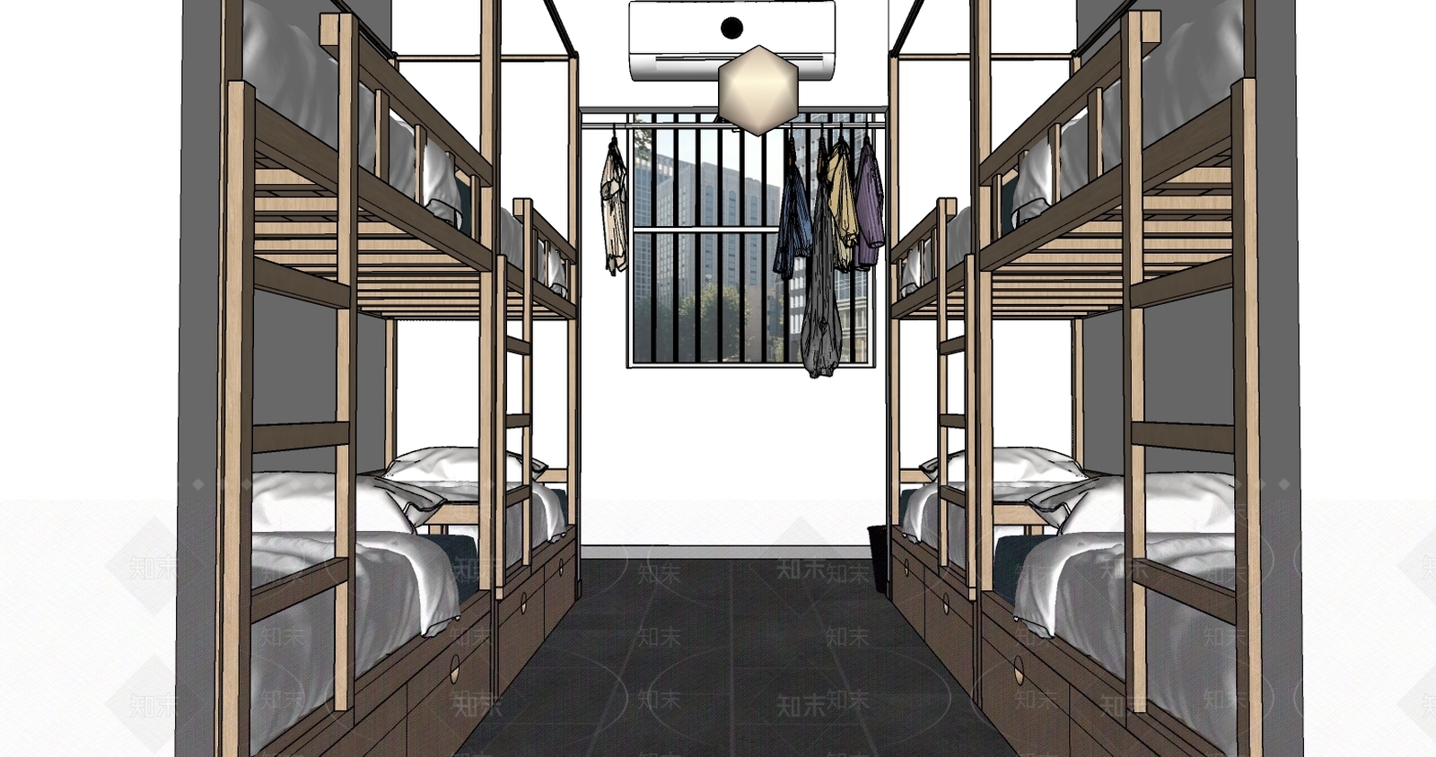 现代学校宿舍SU模型下载【ID:593083374】