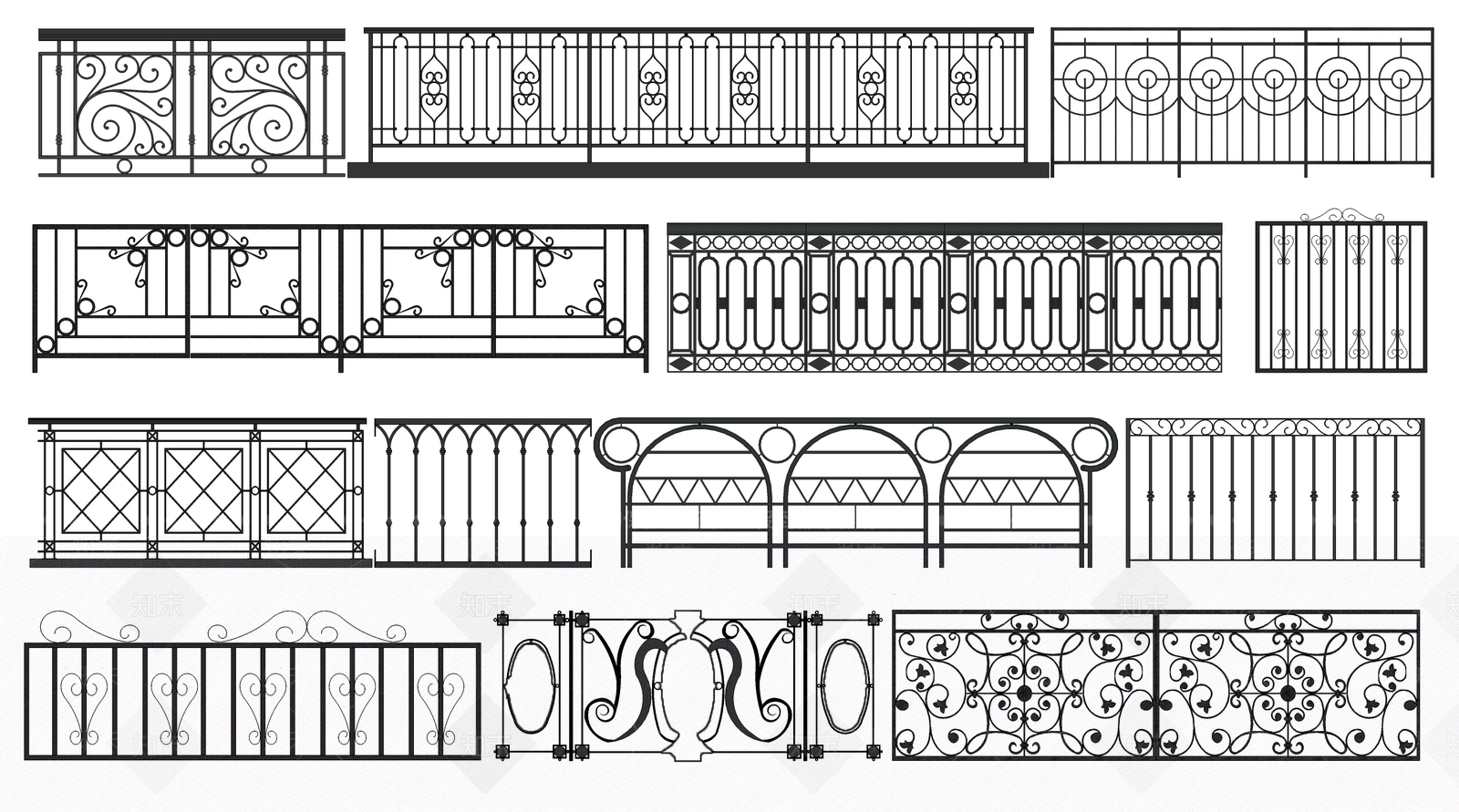 欧式铁艺栏杆SU模型下载【ID:493085131】