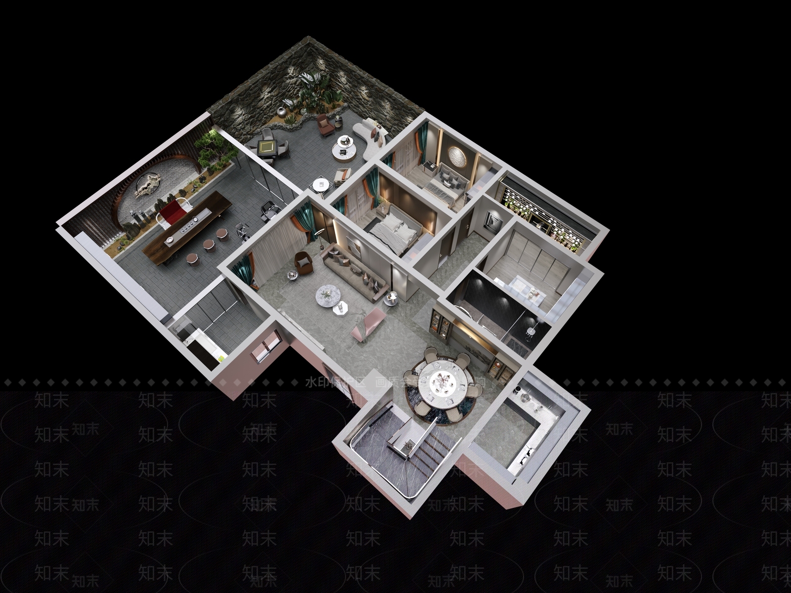 新中式住宅3D模型下载【ID:193322141】
