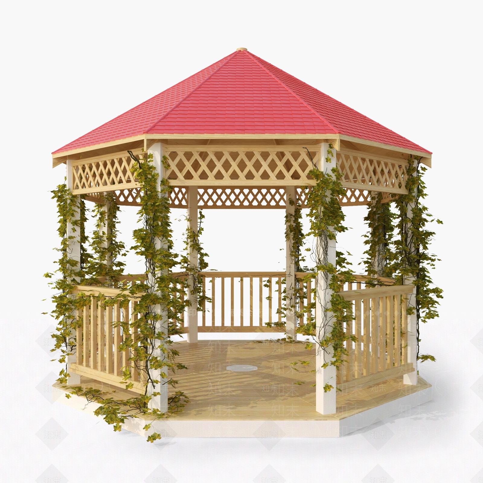 现代户外凉亭绿植3D模型下载【ID:693423045】