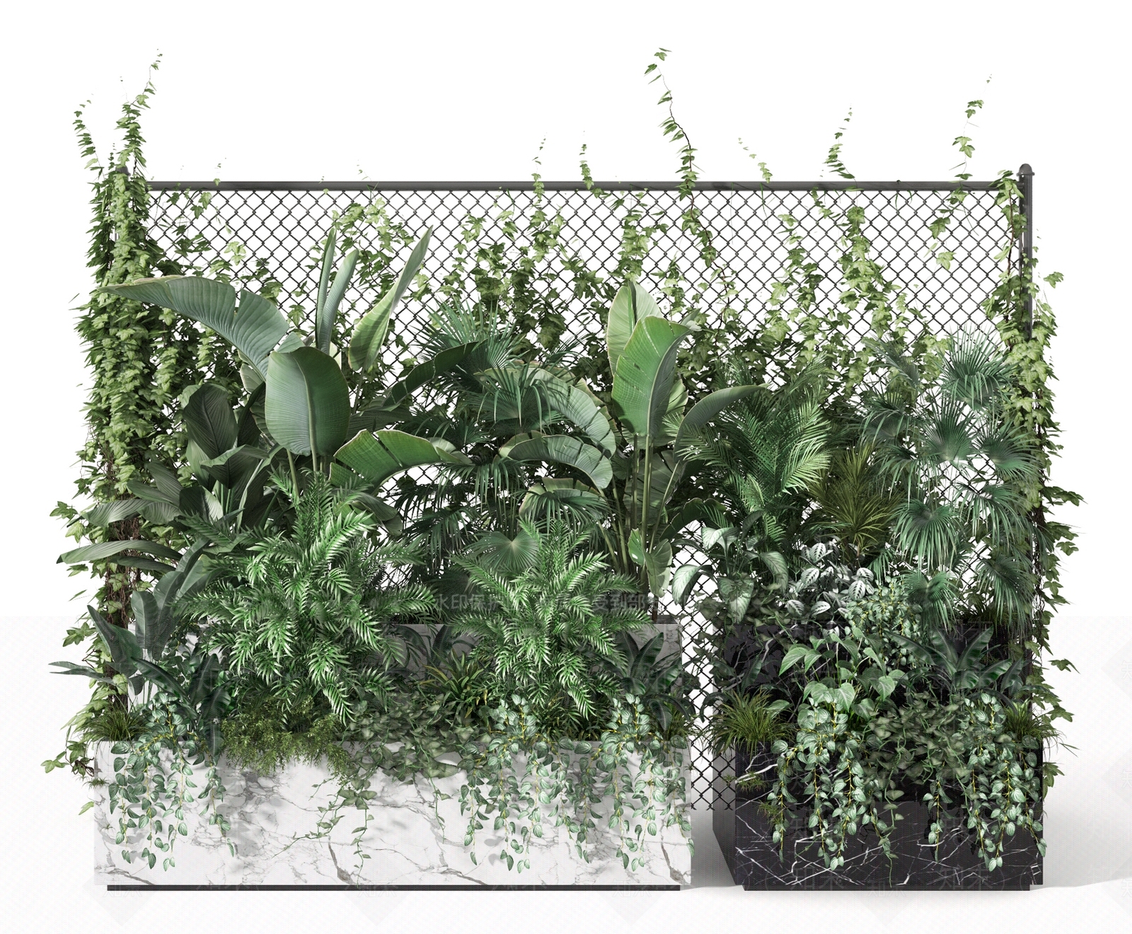 现代绿植墙3D模型下载【ID:393112865】