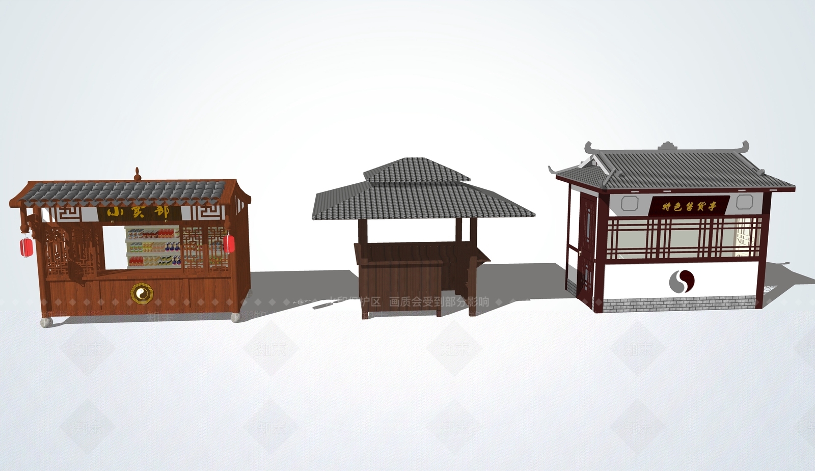 中式风格售卖亭SU模型下载【ID:493114853】