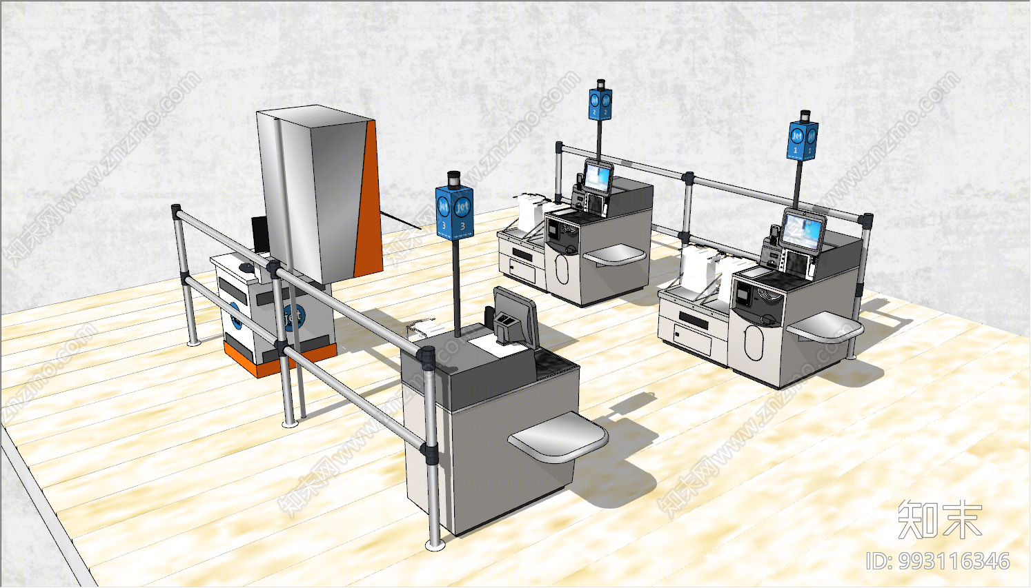 现代收银台SU模型下载【ID:993116346】
