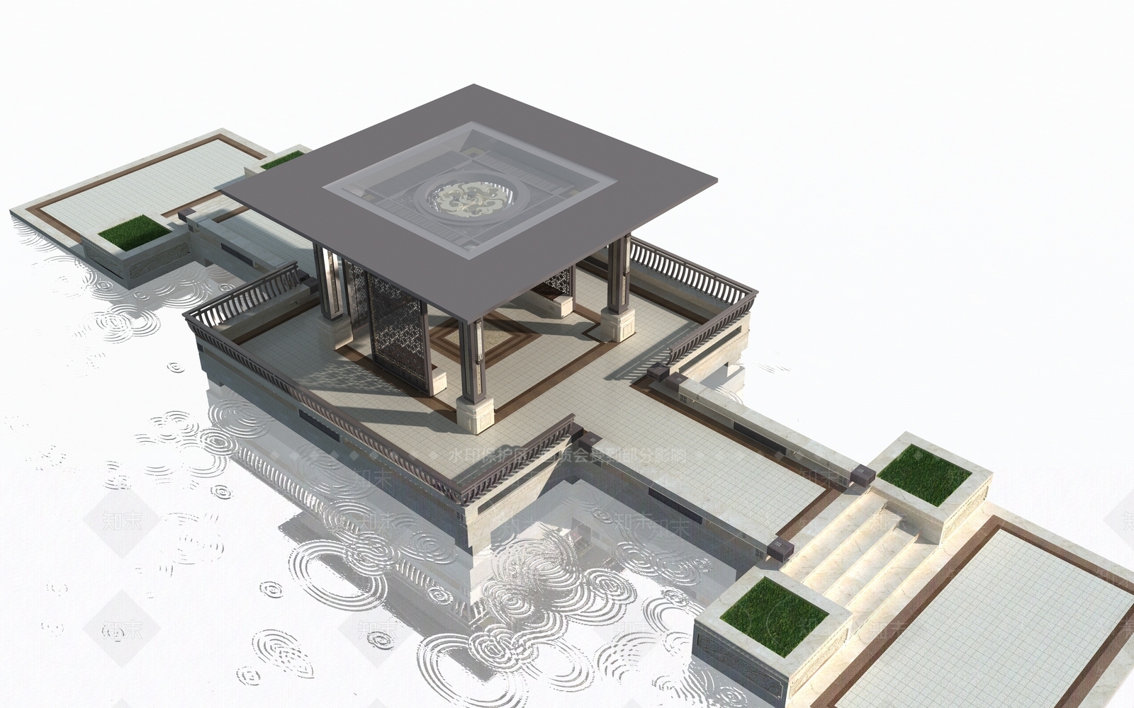 新中式亭子3D模型下载【ID:693133095】