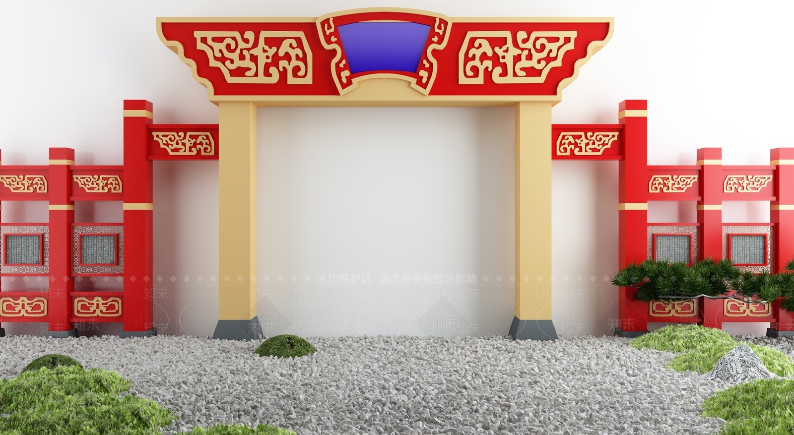 新中式牌楼牌坊3D模型下载【ID:993160519】