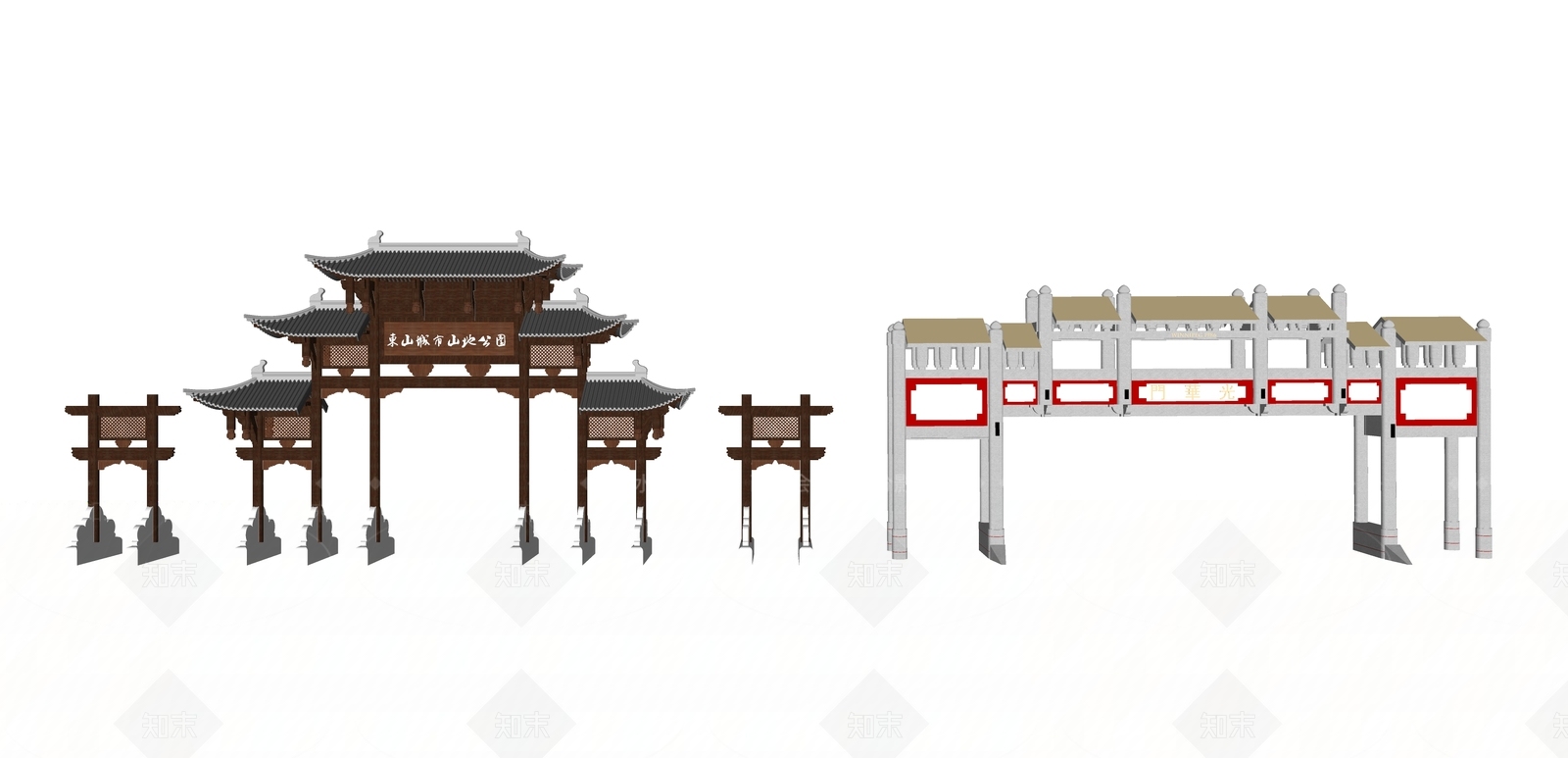 中式牌坊牌楼SU模型下载【ID:493160599】
