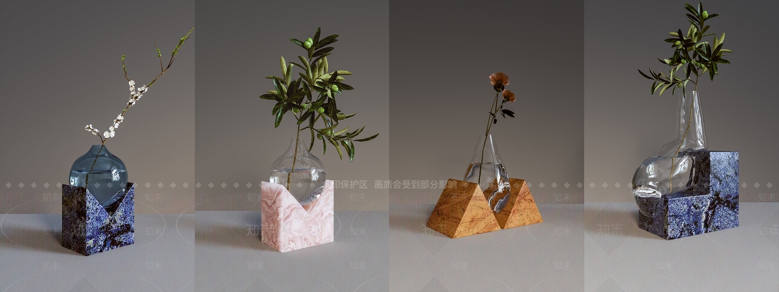 【3D悬赏模型】现代风格花瓶组合3D模型下载【ID:693182827】