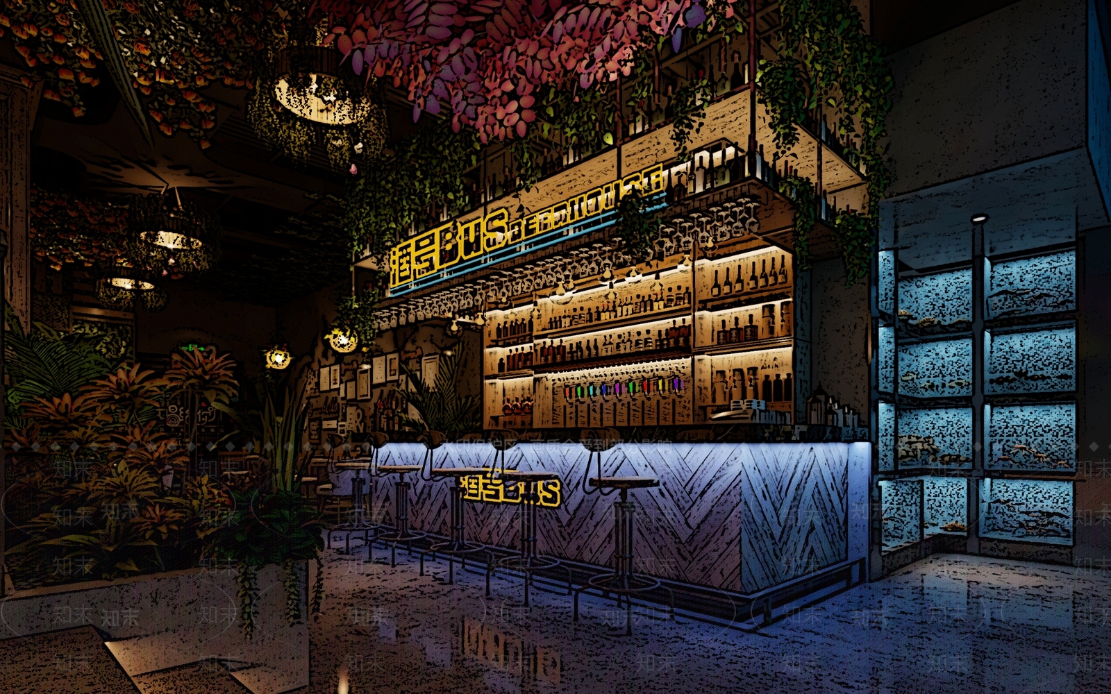 工业风酒吧3D模型下载【ID:493166414】