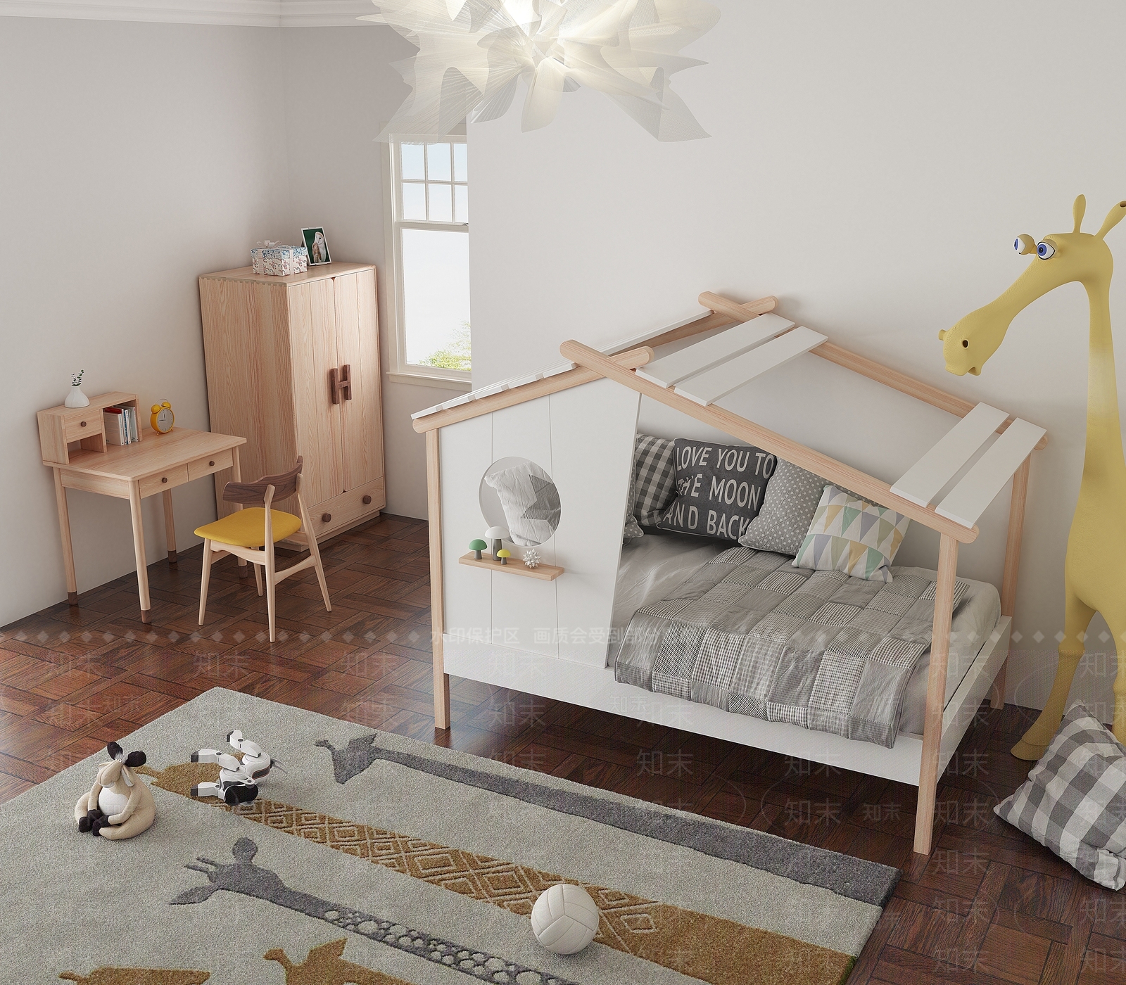 北欧儿童床3D模型下载【ID:793176138】