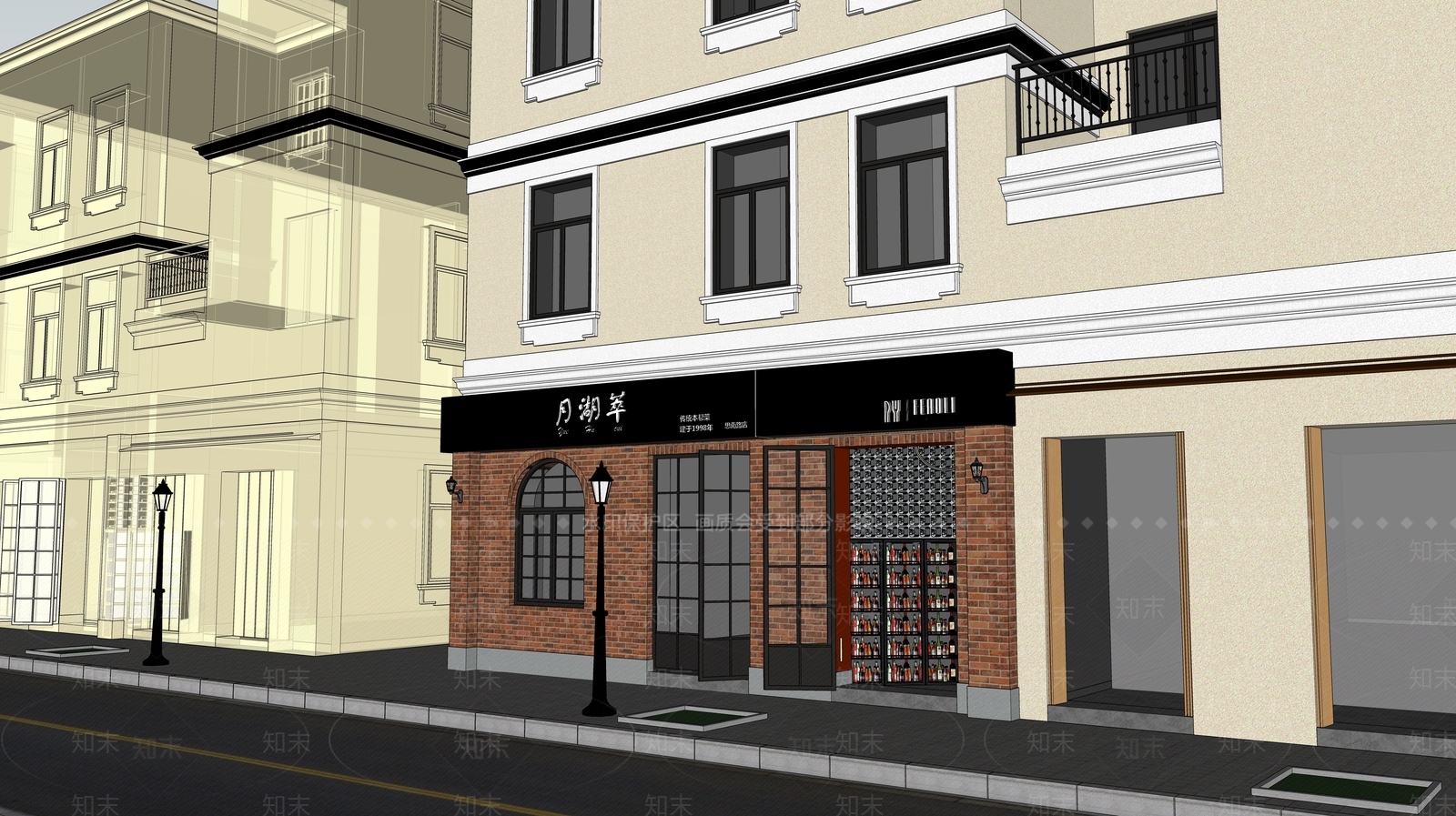 欧式餐厅门头门面SU模型下载【ID:893181390】