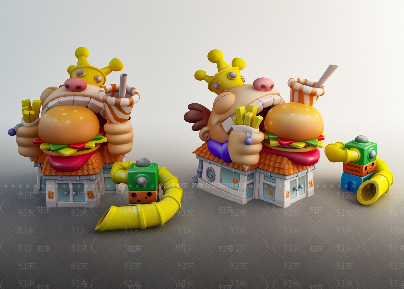 现代卡通建筑3D模型下载【ID:893182411】