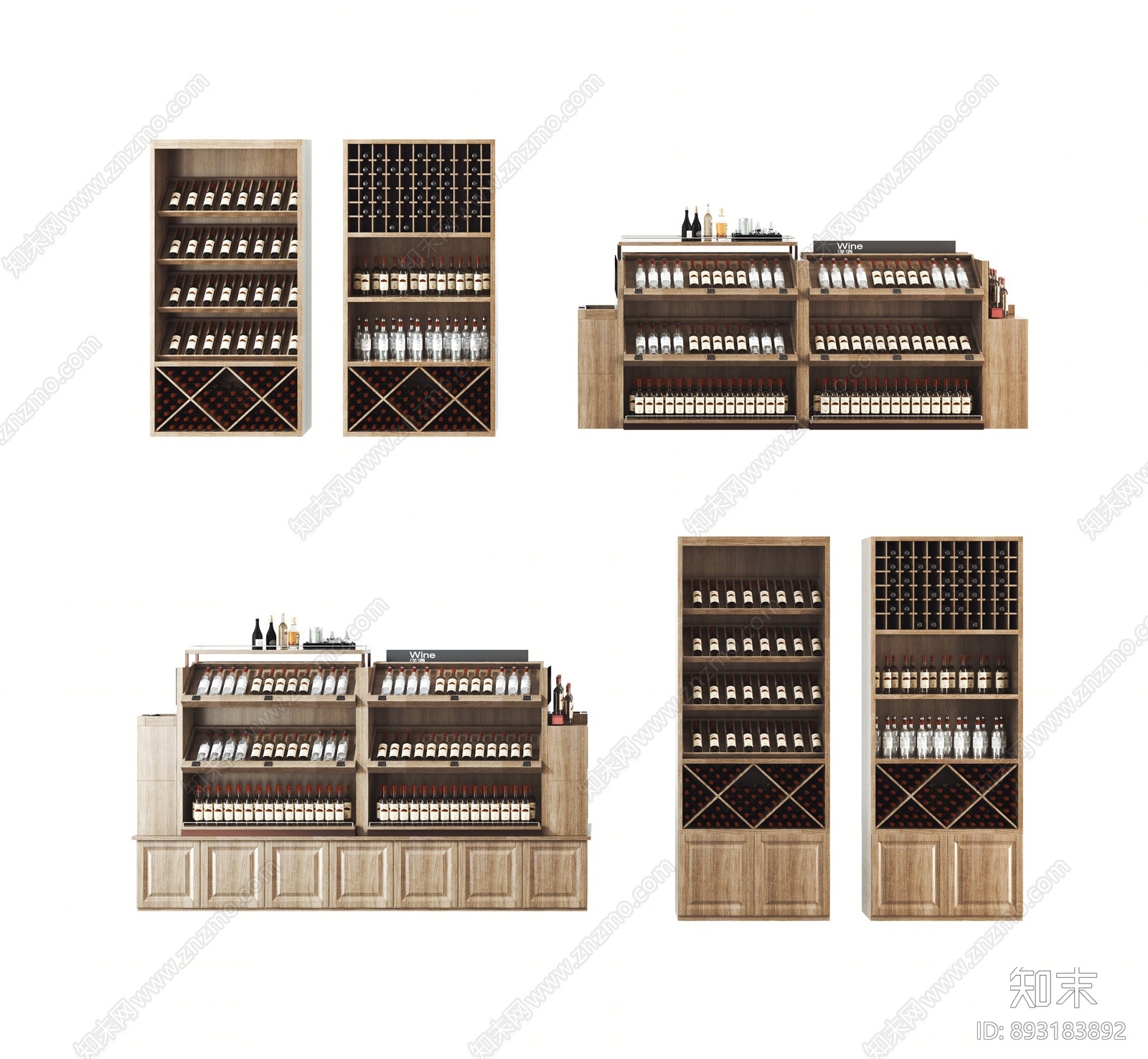 现代超市红酒售货柜架3D模型下载【ID:893183892】