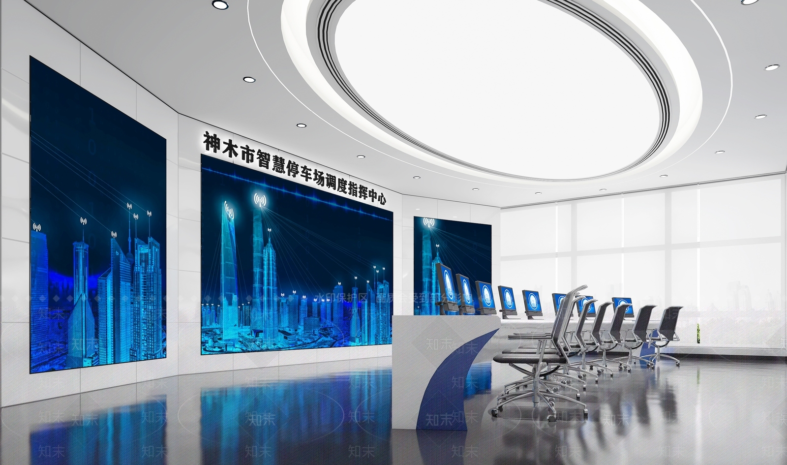 现代指挥中心控制台3D模型下载【ID:793185601】