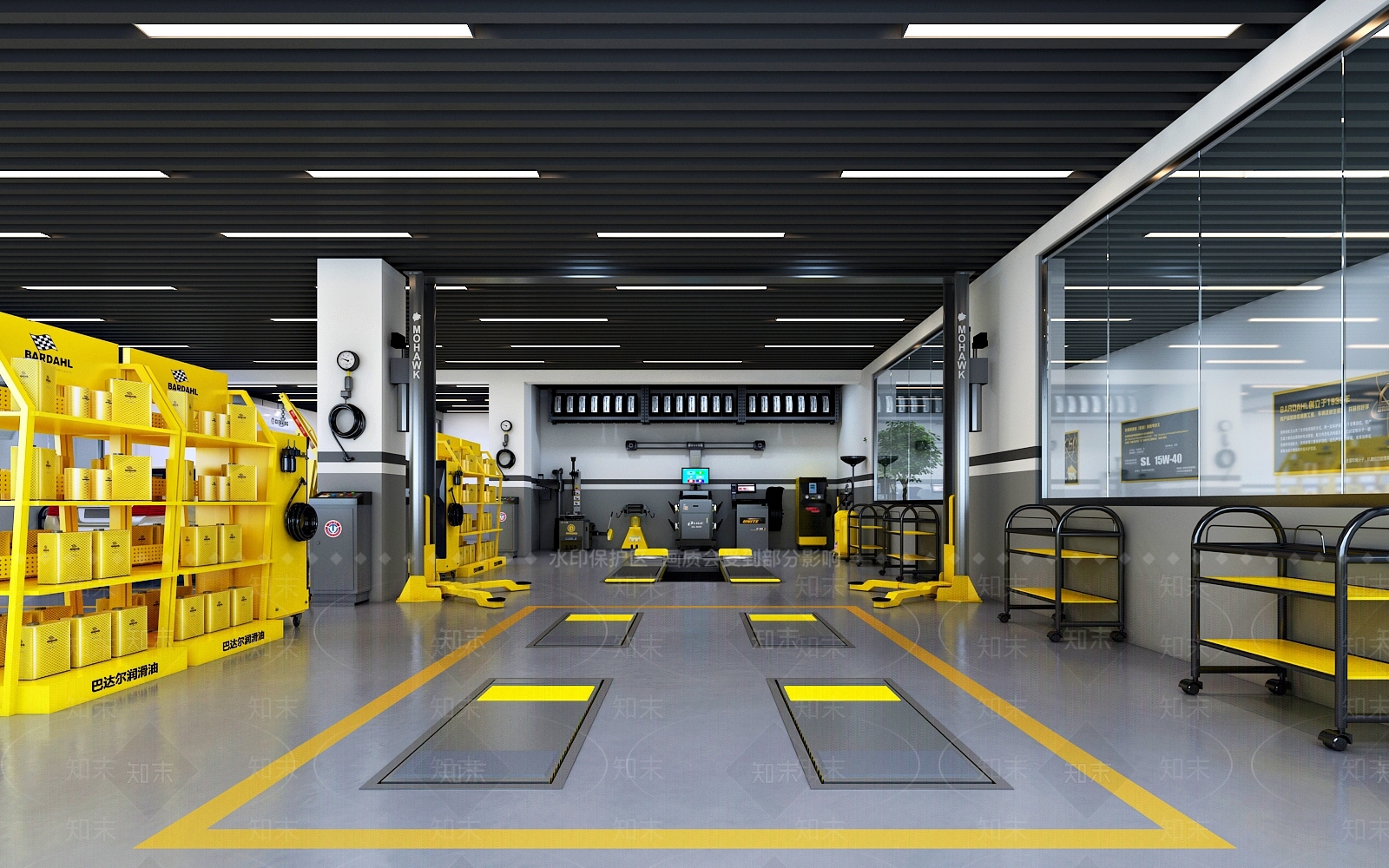 现代洗车修车店3D模型下载【ID:393186412】