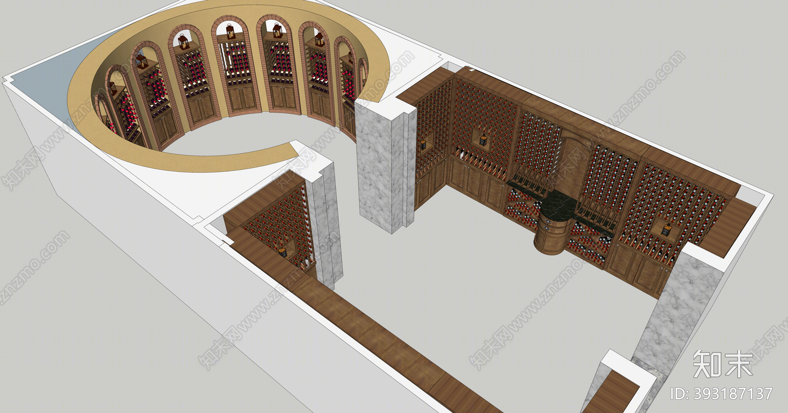 美式酒窖SU模型下载【ID:393187137】
