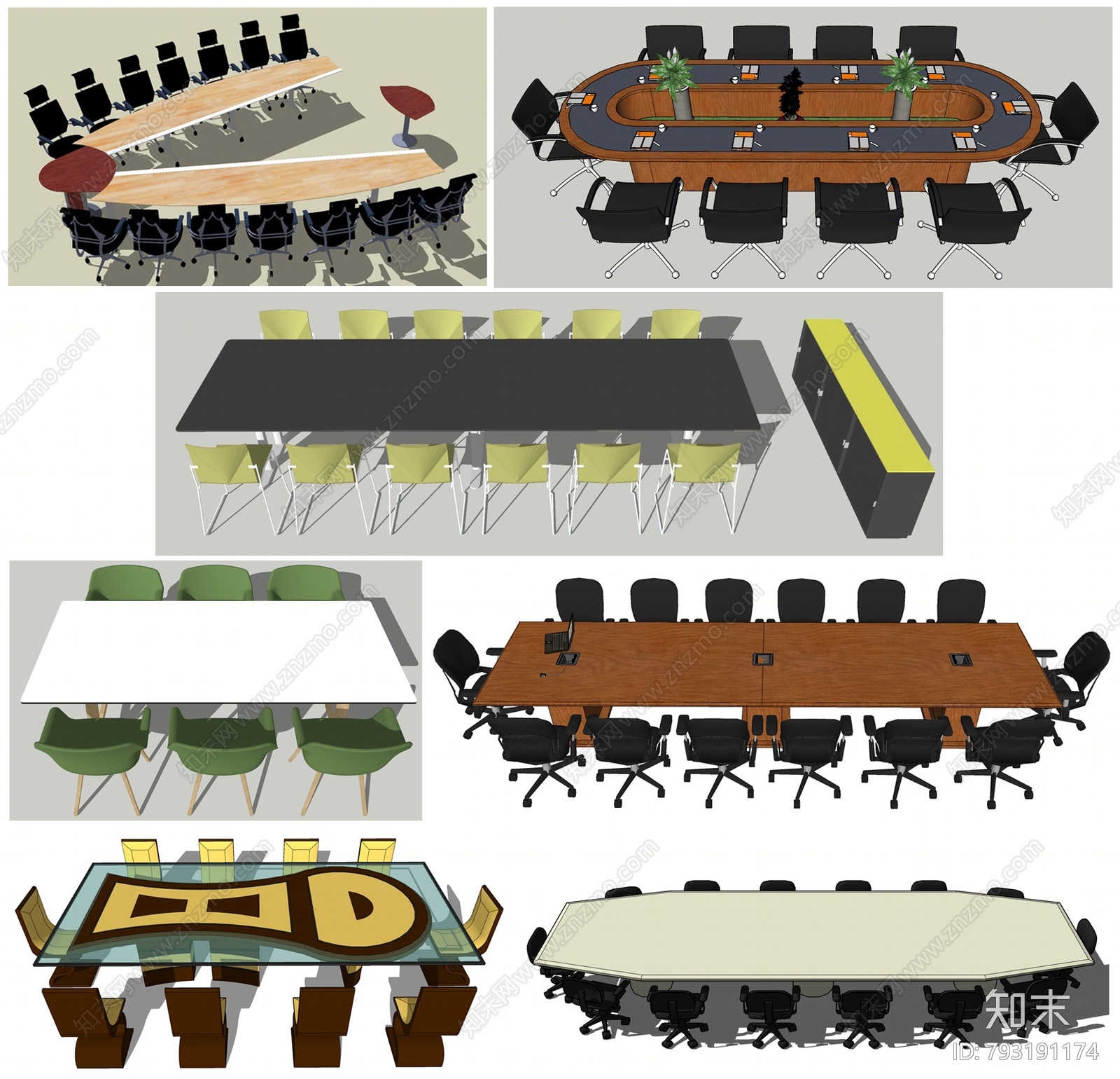 现代风格会议桌SU模型下载【ID:793191174】
