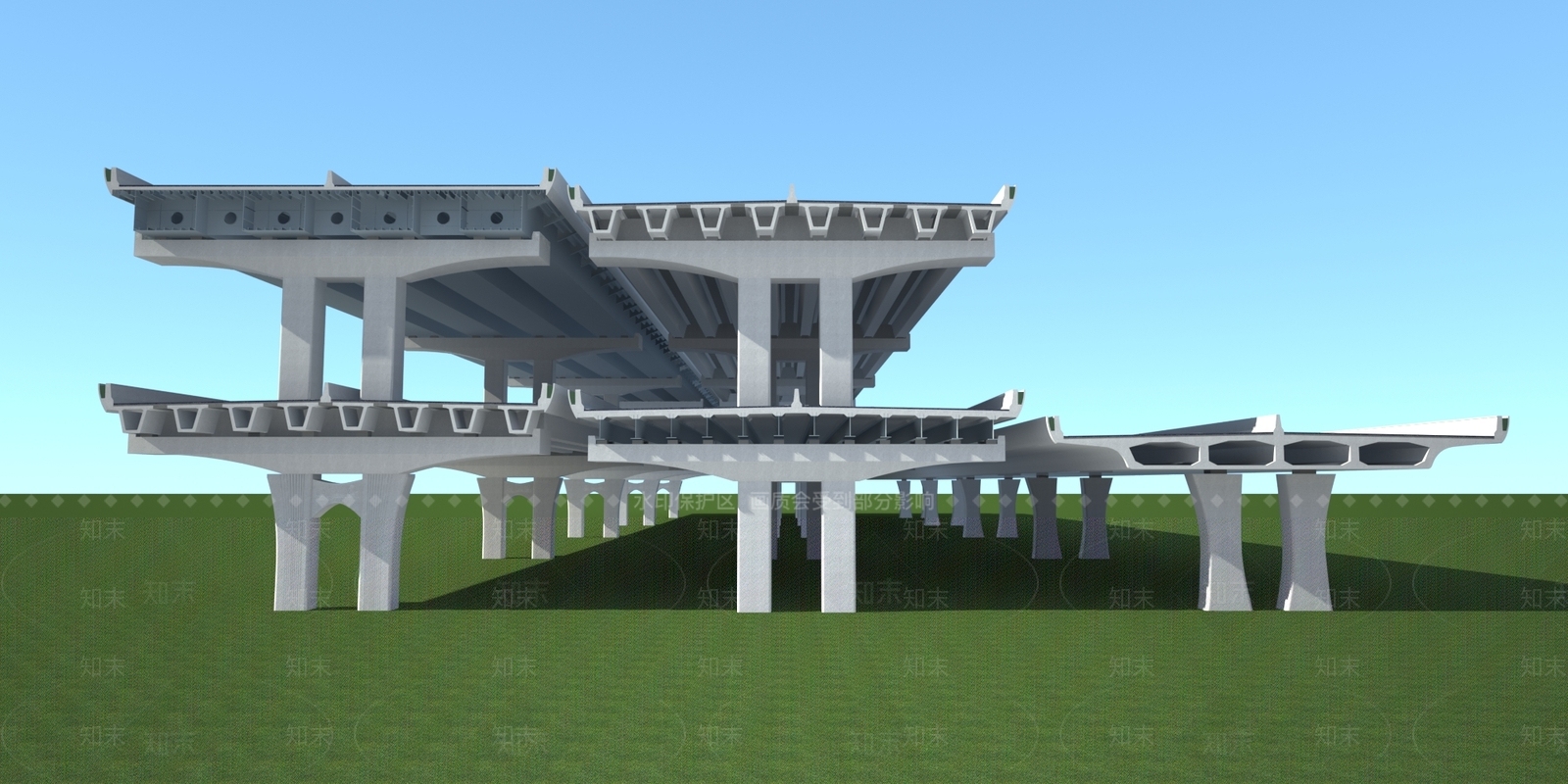 现代桥梁断面3D模型下载【ID:993206172】