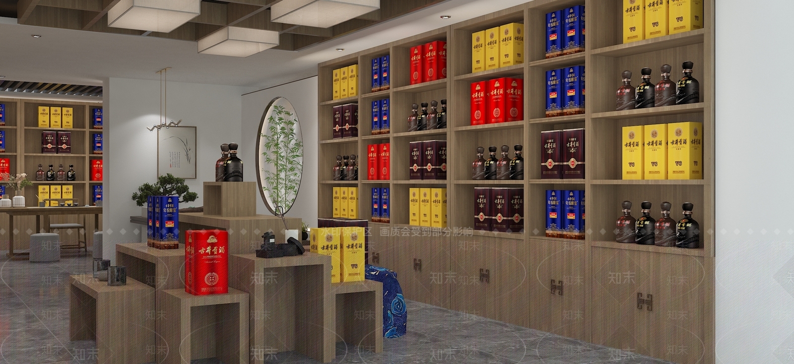 新中式烟酒店3D模型下载【ID:693227132】