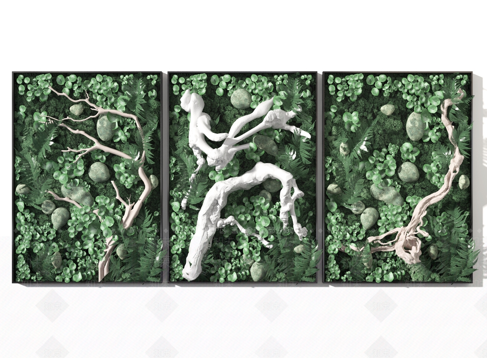 现代绿植墙3D模型下载【ID:493258214】