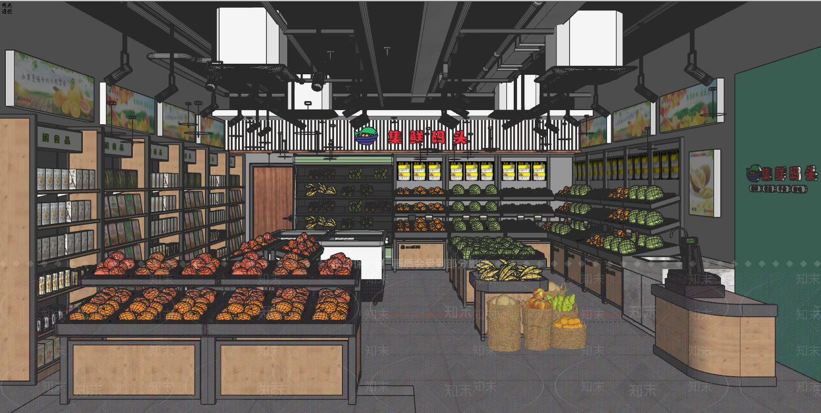 现代超市SU模型下载【ID:893264327】